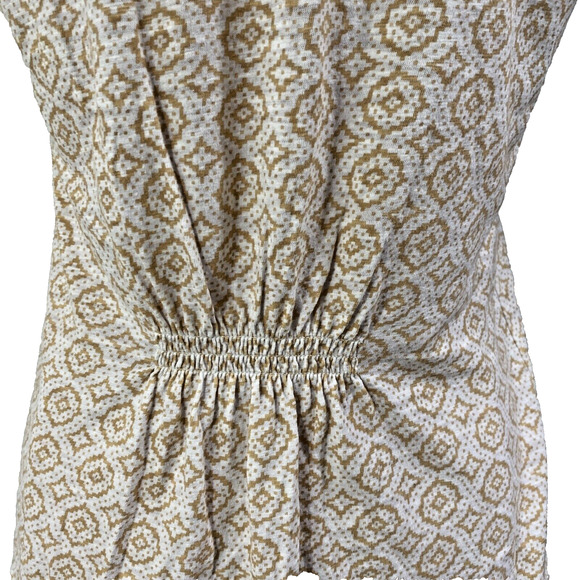 Anthropologie Akemi + Kin Top M Short Sleeve Beige Orange Embroidered Boho Chic - Picture 6 of 11